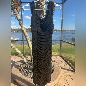 ASTR Ruched Black Stretch Mini Dress NWT